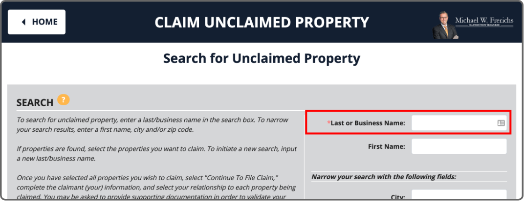 Example property search