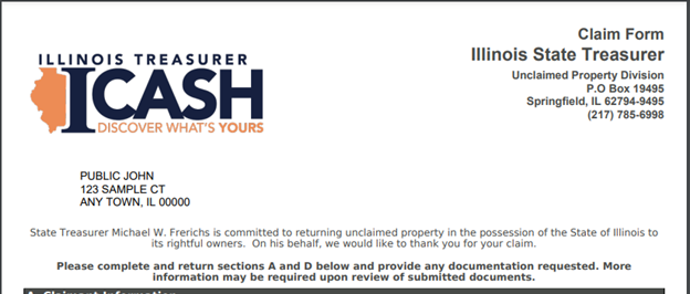 Example claim form